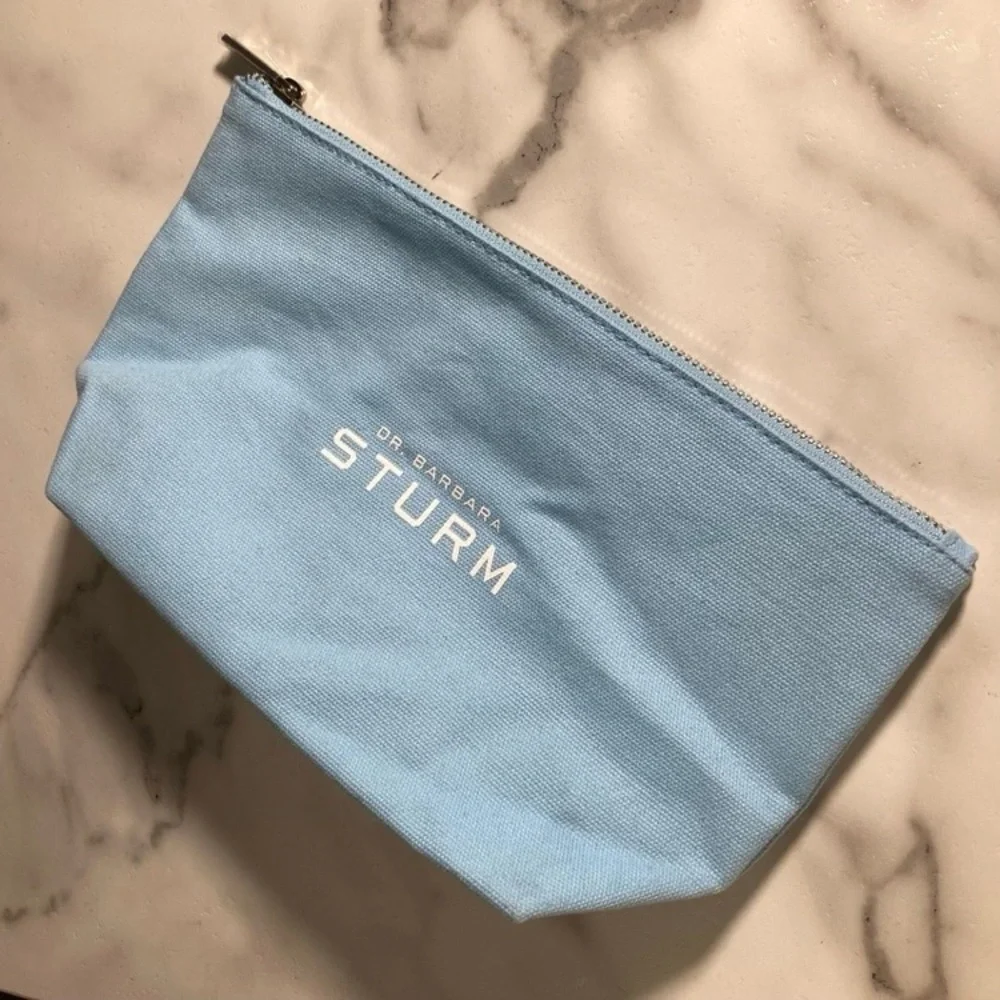 Dr. Barbara Sturm Sky Blue Canvas Zip Pouch Brand New
